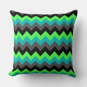 Black Green Ombre Chevrons Big Throw Pillow