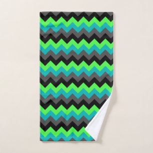 Black Green Ombre Chevrons Hand Towel