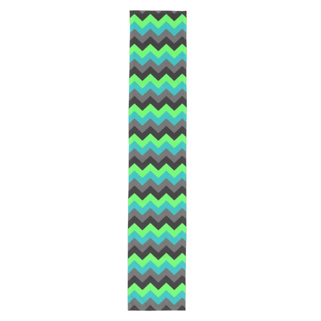 Black Green Ombre Chevrons Medium Table Runner (Front)