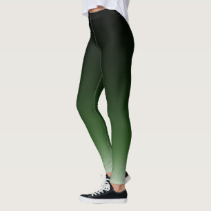 Black Green Ombre Gradient Fade Leggings