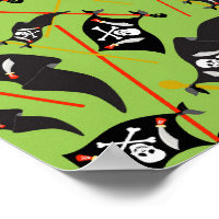 Black Green Pirate Flag Skulls White Bones Raiding