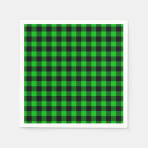 Black & Green Plaid Checked - Napkin