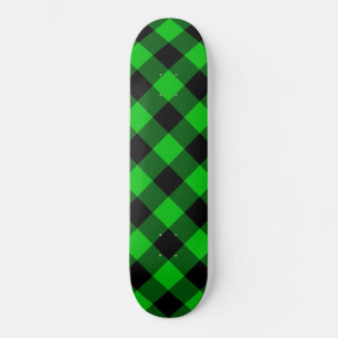 Black & Green Plaid Checked Skateboard