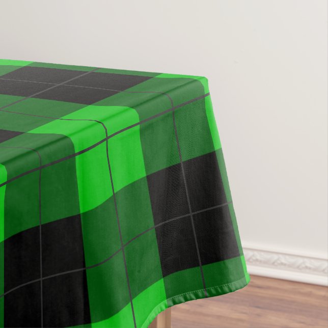 Black Green Plaid Checked Tablecloth (In Situ)