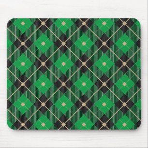 Black Green Plaid Pattern Mouse Pad