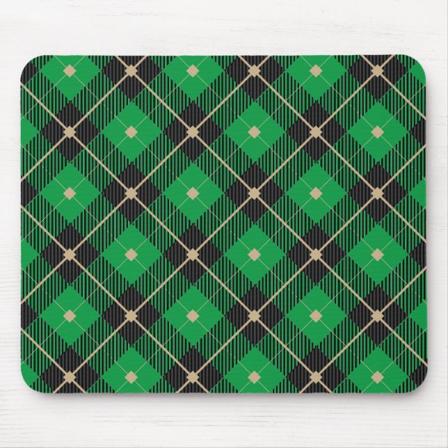 Black Green Plaid Pattern Mouse Pad (Front)