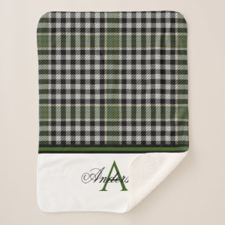 Black & Green Plaid Personalized Sherpa Blanket