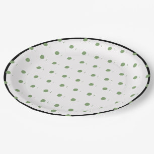 Black Green Polka Dots Paper Plate