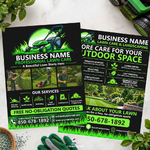 Black Green Professional Lawn Care Landscaping  Flyer