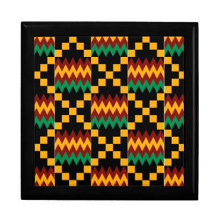Black, Green, Red, and Yellow Kente Cloth Gift Box
