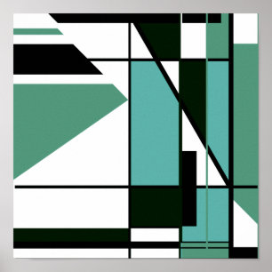 Black Green Shades White Mosaic-like Retro Design Poster