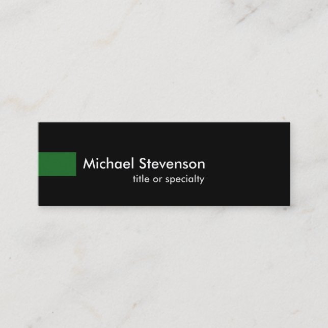 Black Green Skinny Unique Consultant Business Card (Front)