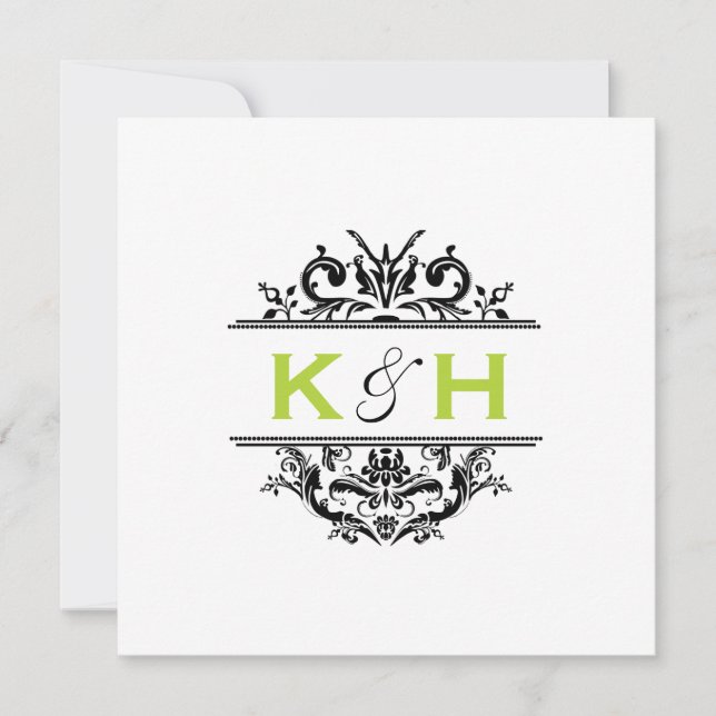 Black & Green Square Crest Invite (Front)