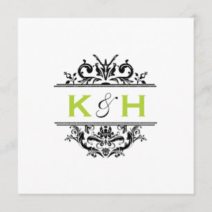 Black & Green Square Crest Invite
