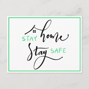 Black & Green Stay Home Stay Safe Postcard