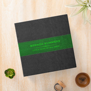 Black & Green Stitched Leather Black Binder