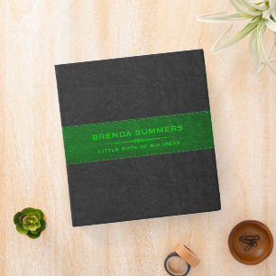 Black & Green Stitched Leather Black Binder