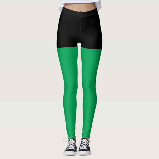 Black & Green Superhero Shorts Leggings (Front)