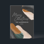 Black Green terracotta modern minimal watercolor Holiday Card<br><div class="desc">Budget black,  green terracotta abstract watercolor modern script non photo christmas card. Modern on trend green,  beige and terracotta colorway design.</div>