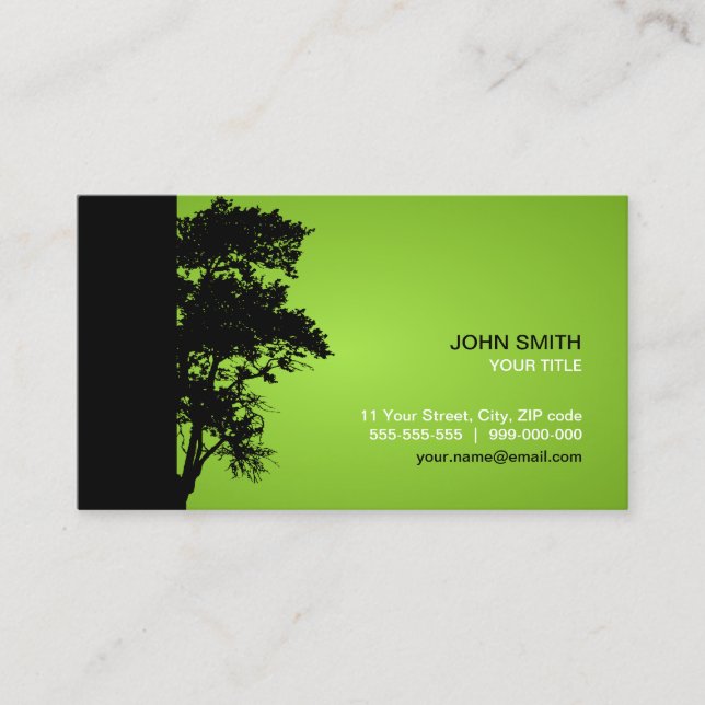 Black / Green Tree business card (Front)