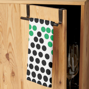Black Green Triangle Circle Geometric Pattern Kitchen Towel