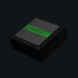 Black & Green Vintage Leather Image Gift Box<br><div class="desc">Elegant image of black and green stitched vintage leather texture with customizable monogram.</div>