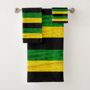 BLACK GREEN YELLOW. SAMER BRASIL BATH TOWEL SET