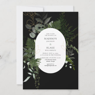 Black Greenery Forest Wedding Invitation