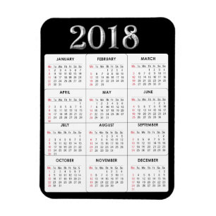 Black Grey  2018 Calendar Refrigerator Magnet