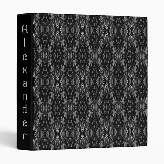 Black grey abstract geometry pattern  binder (Front/Spine)