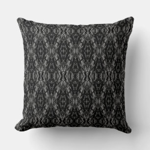 Black grey abstract geometry pattern throw pillow