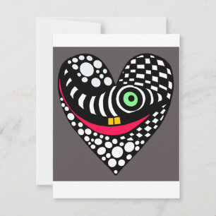 Black & grey abstract, modern heart card