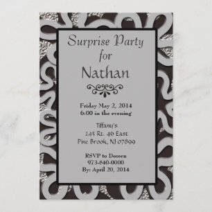 Black & Grey Abstract Surprise Party Invitation