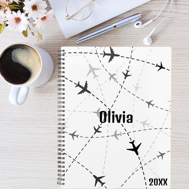 Black & Grey Airplane flying, Simple, Minimalist Planner (Creator Uploaded)