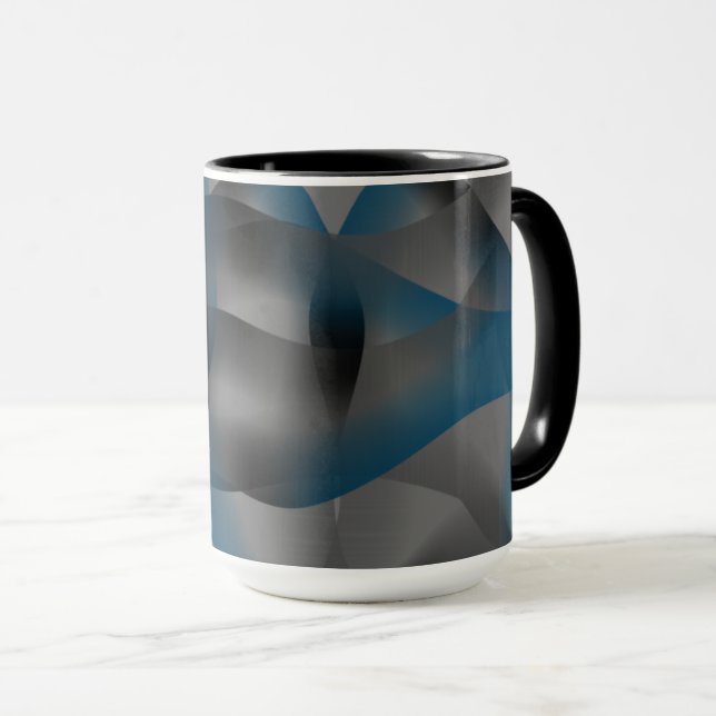 Black grey and blue ripples, with gradient parts   mug (Front Right)