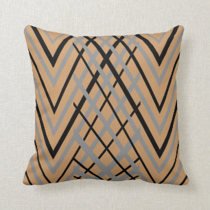 Black, Grey and Brown Pattern Throw Pillow