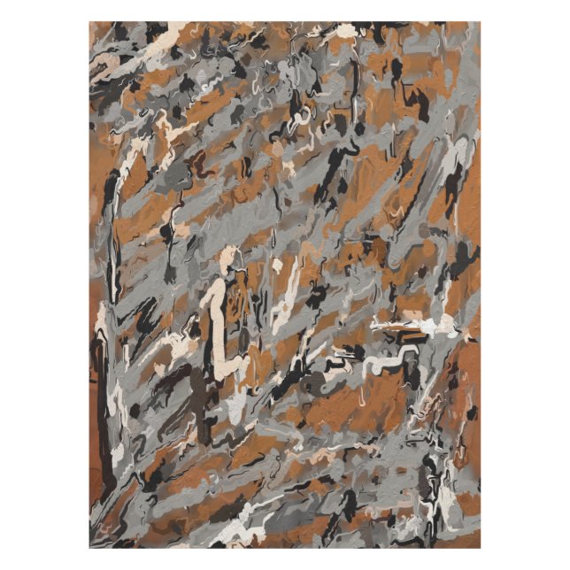Black, Grey and Caramel Abstract Tablecloth (Front)