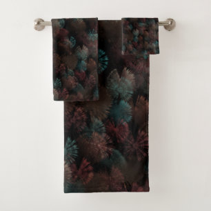 Black Grey And Colourful Fireworks Display Abstrac Bath Towel Set