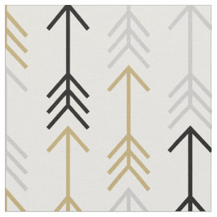 Black Grey and Gold Arrows Fabric