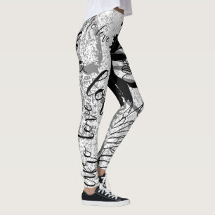 Black, grey and graffiti afro leggings