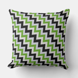 Black Grey and Green Zigzag Throw Pillow