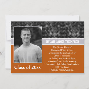 Black, Grey, and Orange Photo Graduation Invite