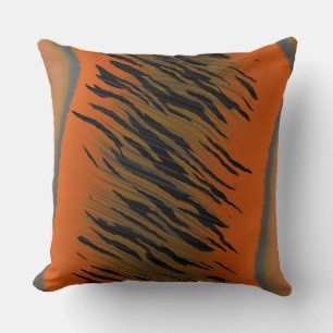 Black, grey and orange Tiger Abstract Throw Pillow