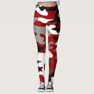 Black, grey and red camouflage, grapic design 019. leggings