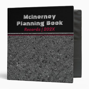 Black Grey and Red Marbling Style Home / Office 3 Binder