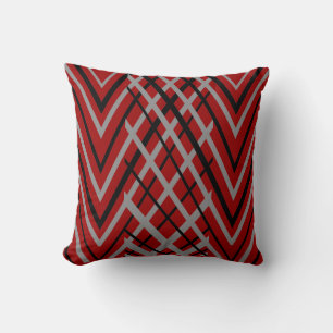 Black, Grey and Red Pattern Throw Pillow