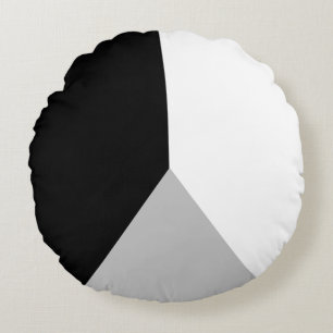 Black Grey and White Abstract Geometric Shape Round Pillow