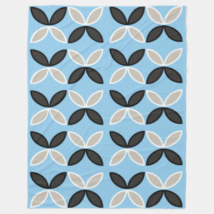 Black grey and white butterfly petals pattern fleece blanket