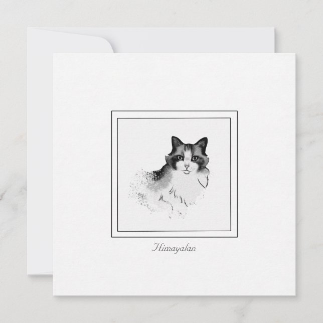 Black, Grey and White Himalayan Cat Flat Note Card (Front)