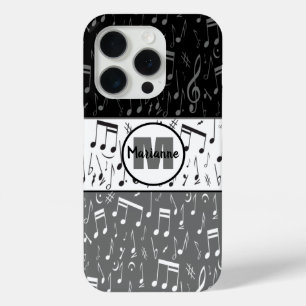 Black grey and white music notes Case-Mate iPhone  15 Pro Case